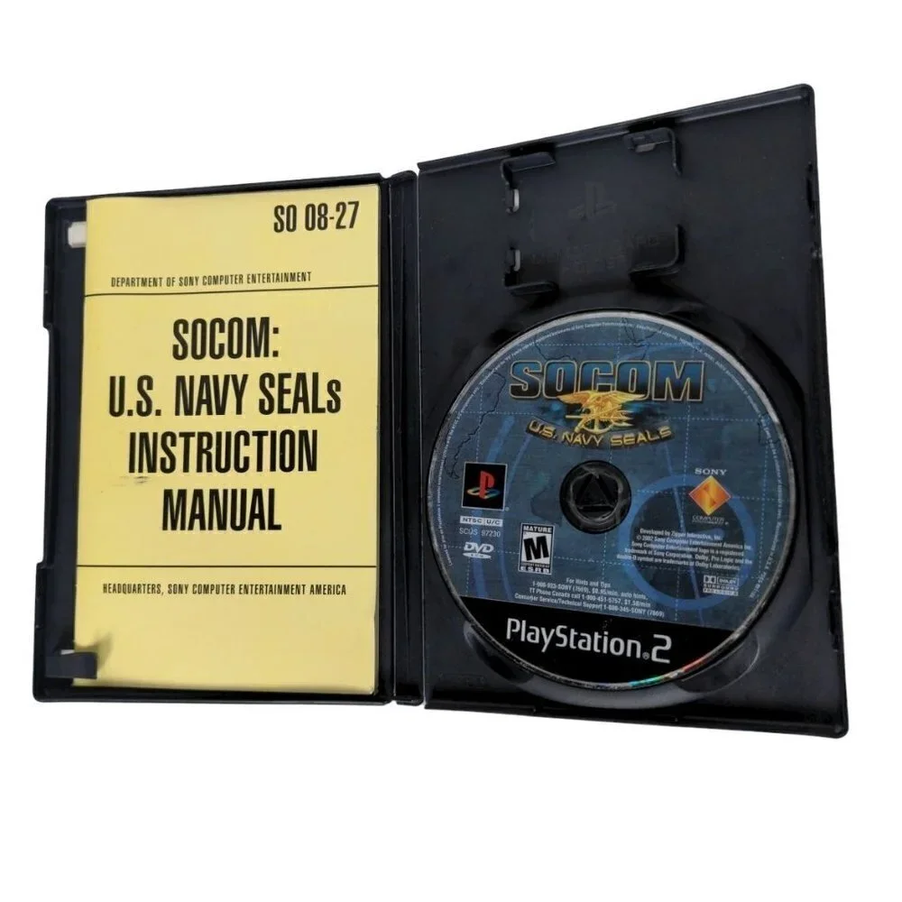 SOCOM US Navy Seals (PS2, 2002) Game, Case & Manual